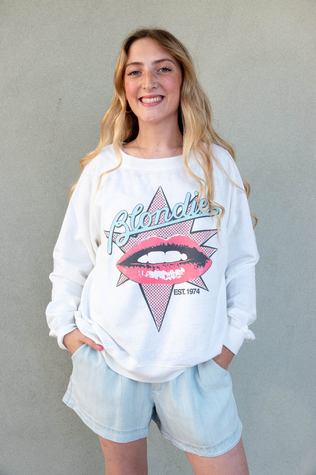Blondie Lips Sweatshirt - Pearl - Jaffi's