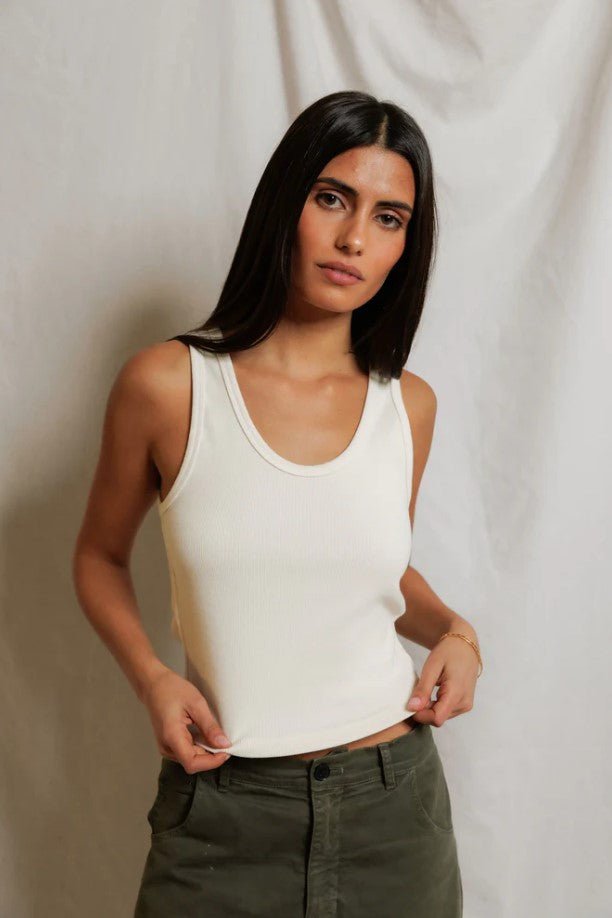 Blondie Rib Tank - Bright Ivory - Jaffi's
