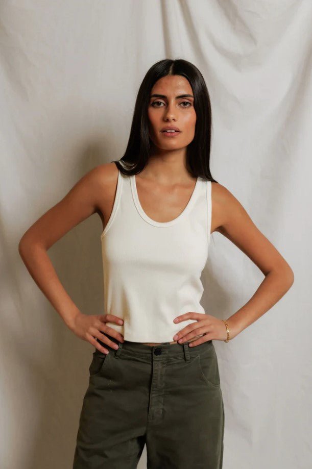 Blondie Rib Tank - Bright Ivory - Jaffi's