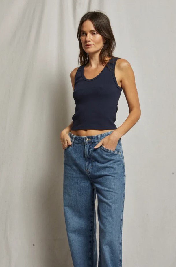 Blondie Rib Tank - Navy - Jaffi's