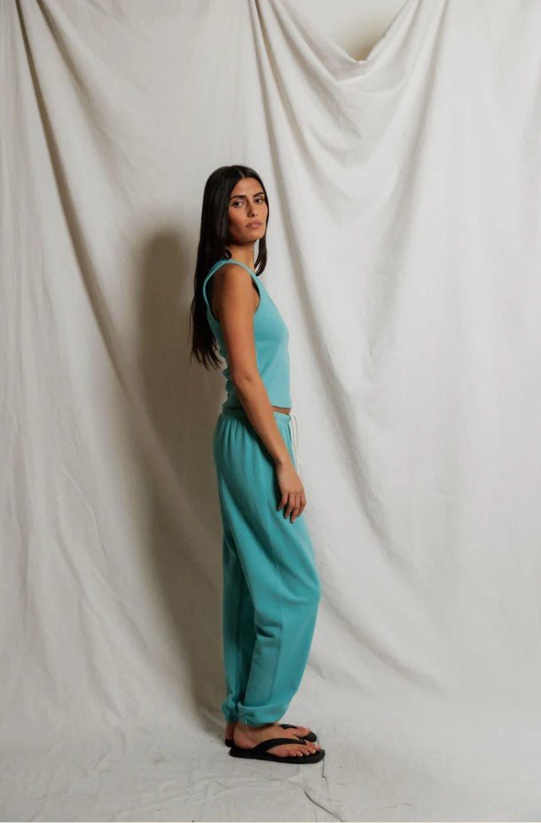 Blondie Rib Tank - Teal Blue - Jaffi's