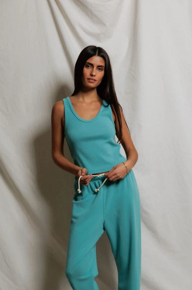 Blondie Rib Tank - Teal Blue - Jaffi's