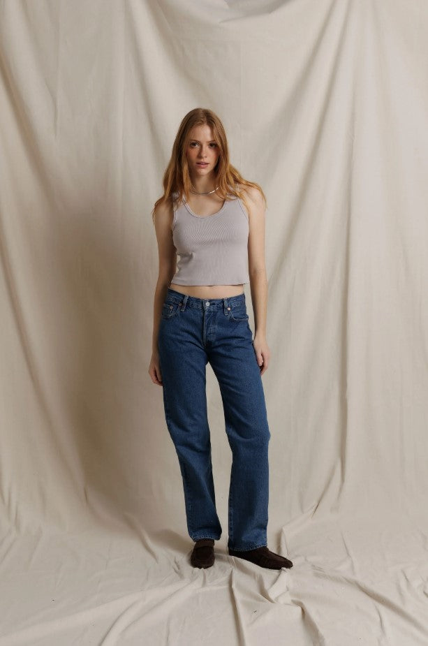 Blondie Rib Tank - Cloud Gray