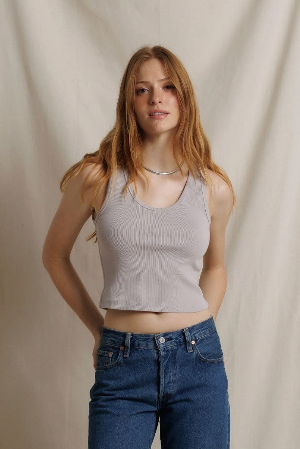 Blondie Rib Tank - Cloud Gray