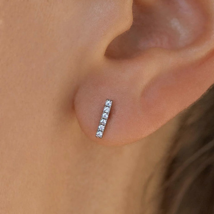 Silver Boca Bar Stud Earrings