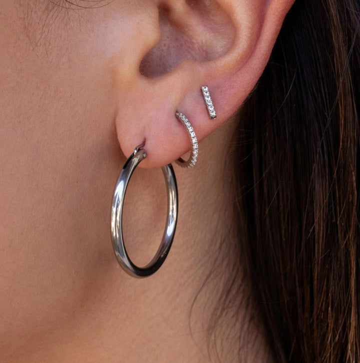 Silver Boca Bar Stud Earrings