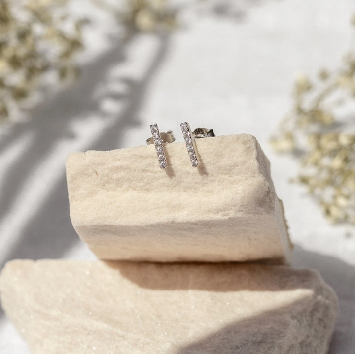Silver Boca Bar Stud Earrings