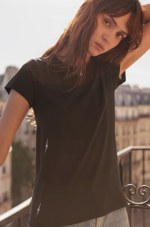 Embroidered Bolt Tee - Black