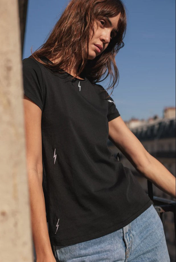 Embroidered Bolt Tee - Black