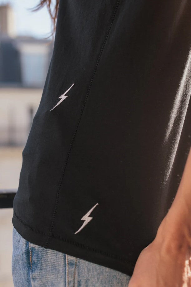 Embroidered Bolt Tee - Black