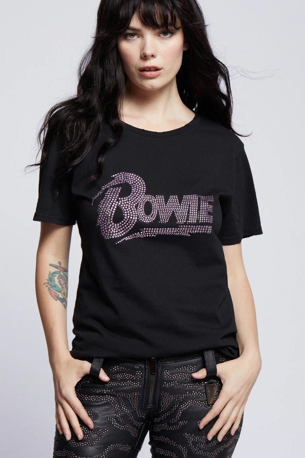 Bowie Crystal Boyfriend Tee - Black - Jaffi's