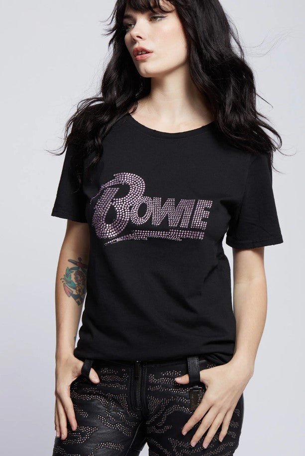 Bowie Crystal Boyfriend Tee - Black - Jaffi's