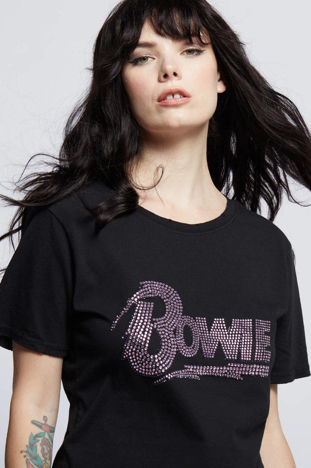 Bowie Crystal Boyfriend Tee - Black