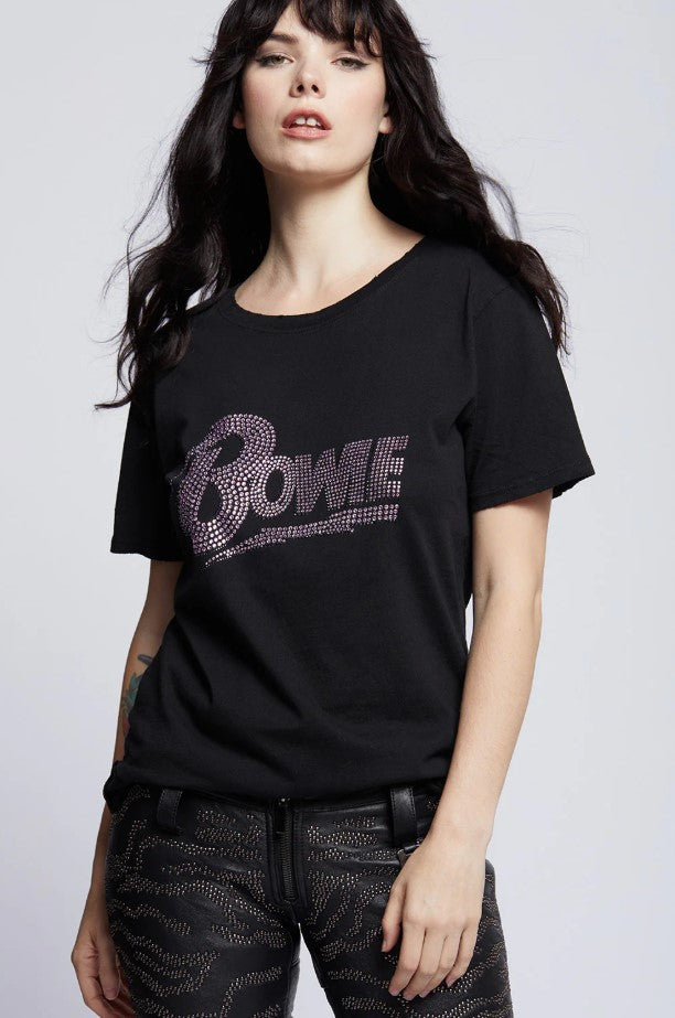 Bowie Crystal Boyfriend Tee - Black