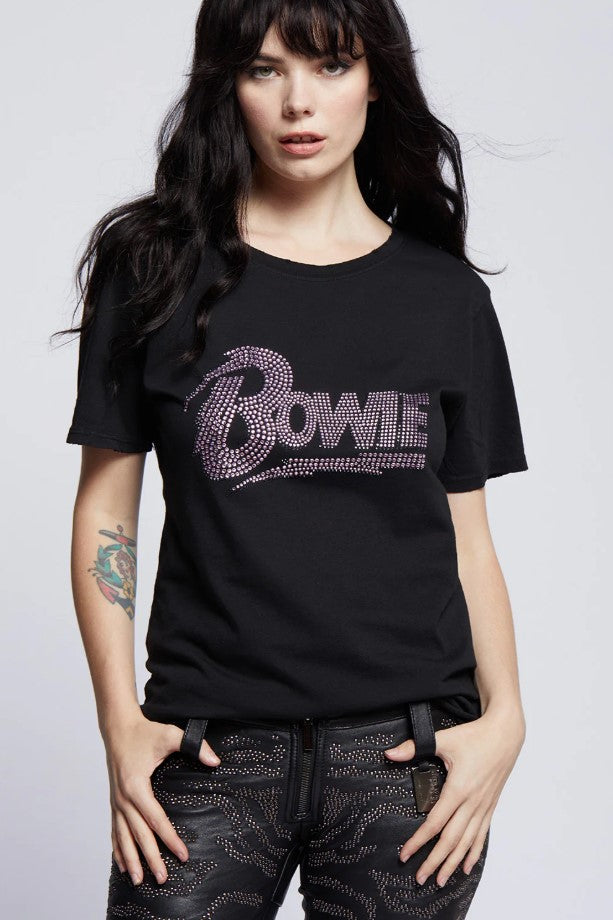 Bowie Crystal Boyfriend Tee - Black
