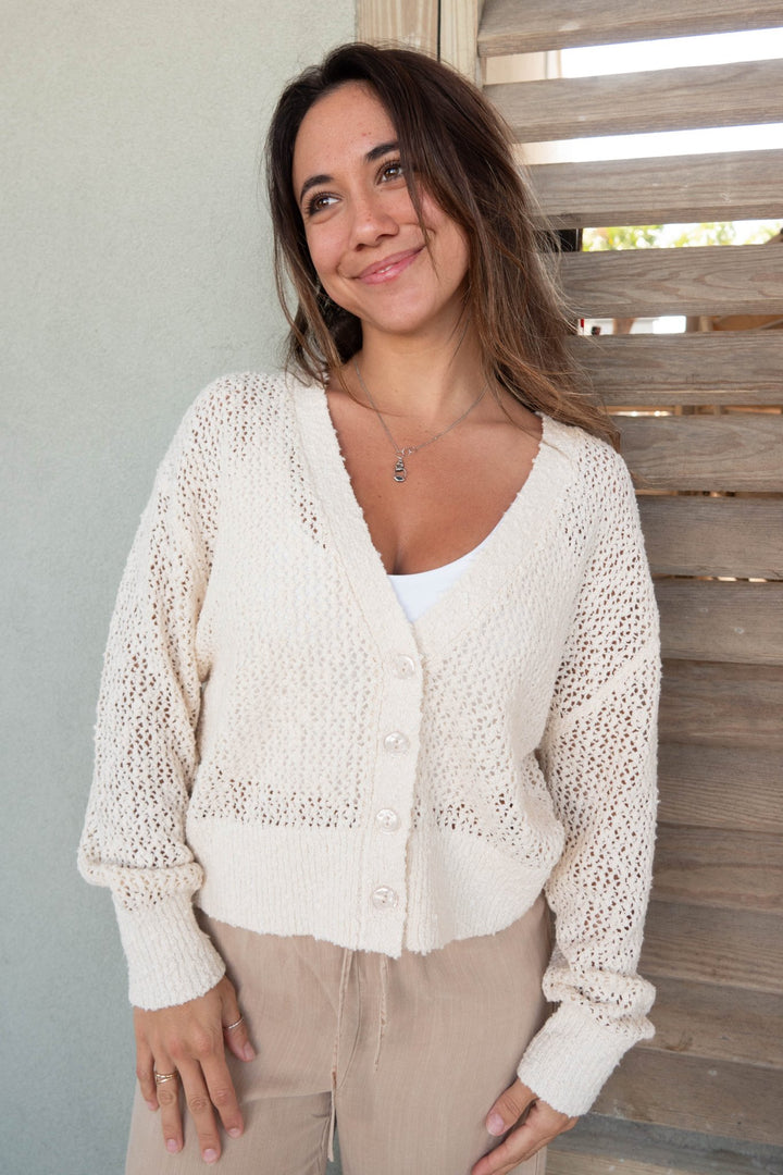 Bradshaw Boucle Cardi - Chalk - Jaffi's