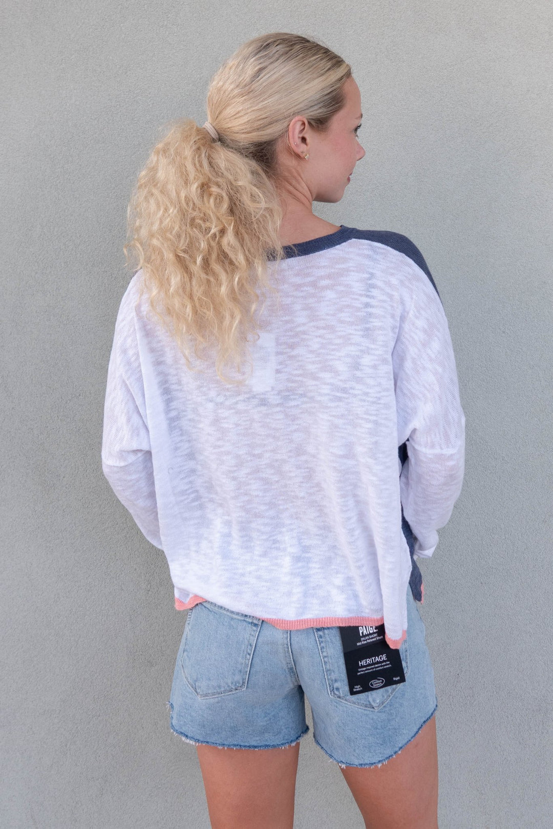 Breaker Color Block Knit Top - Honest Indigo - Jaffi's