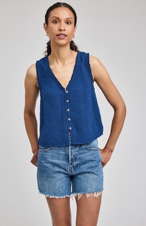 Breanna Gauze Tank - Marine - Jaffi's