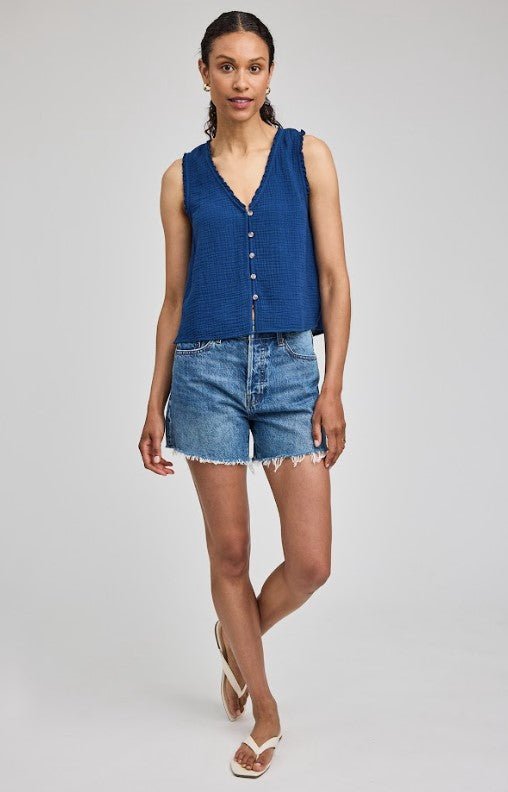 Breanna Gauze Tank - Marine - Jaffi's