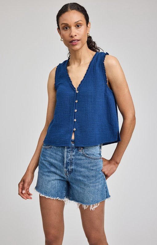 Breanna Gauze Tank - Marine - Jaffi's