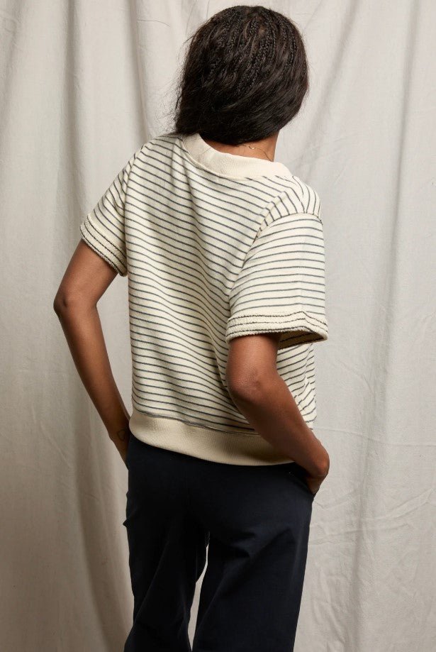 Briggs Stripe V Neck - Natural/Charcoal - Jaffi's
