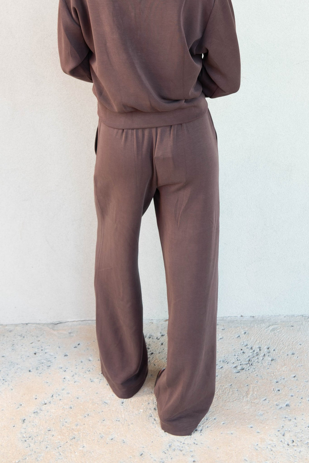 Brushed Modal Wide Leg Pant - Espresso - Jaffi&