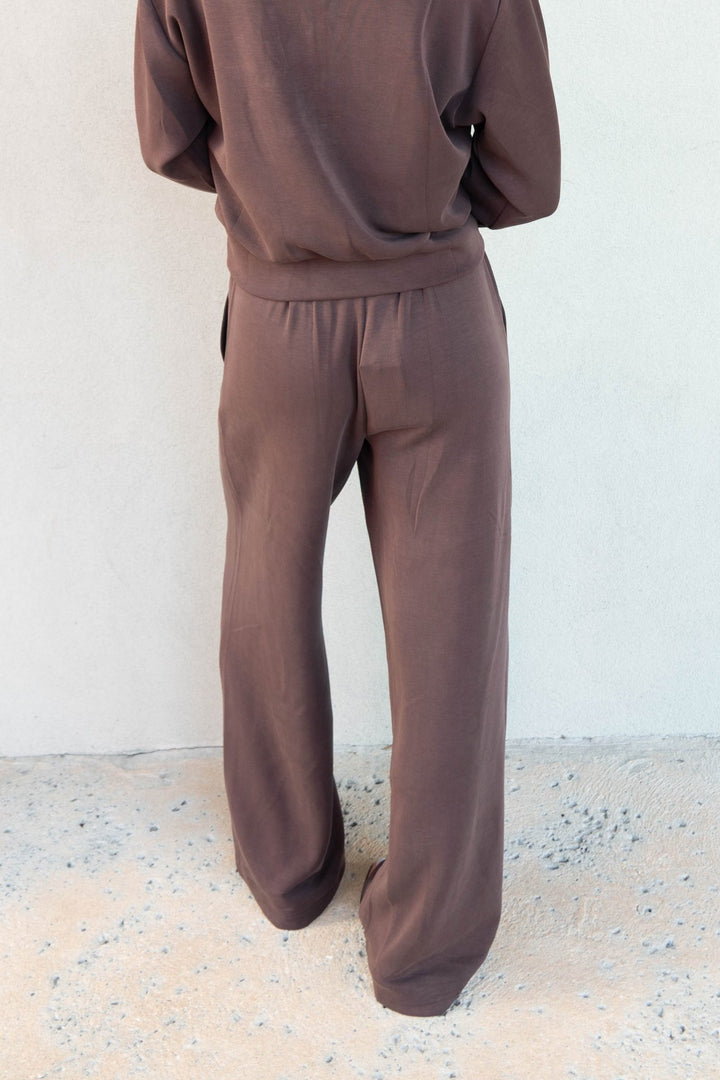 Brushed Modal Wide Leg Pant - Espresso - Jaffi&