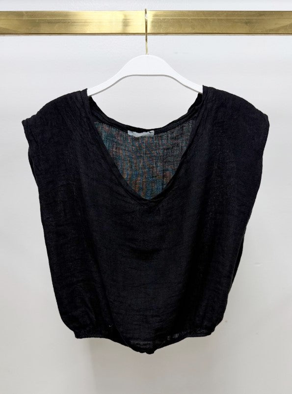 Linen Bubble Tee - Black