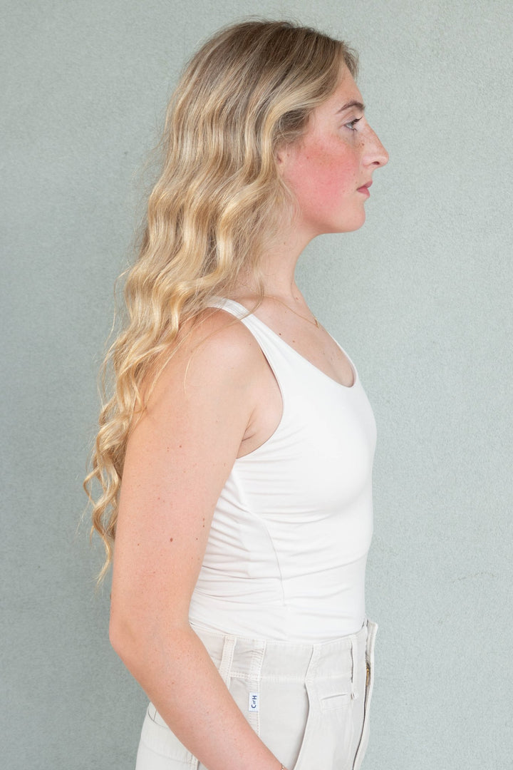 Butter Soft Round Neck Tank - White Pearl - Jaffi&