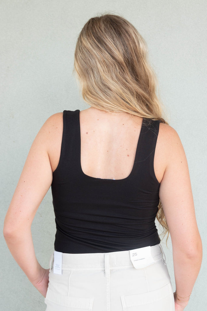 Butter Soft Square Neck Tank - Black - Jaffi&