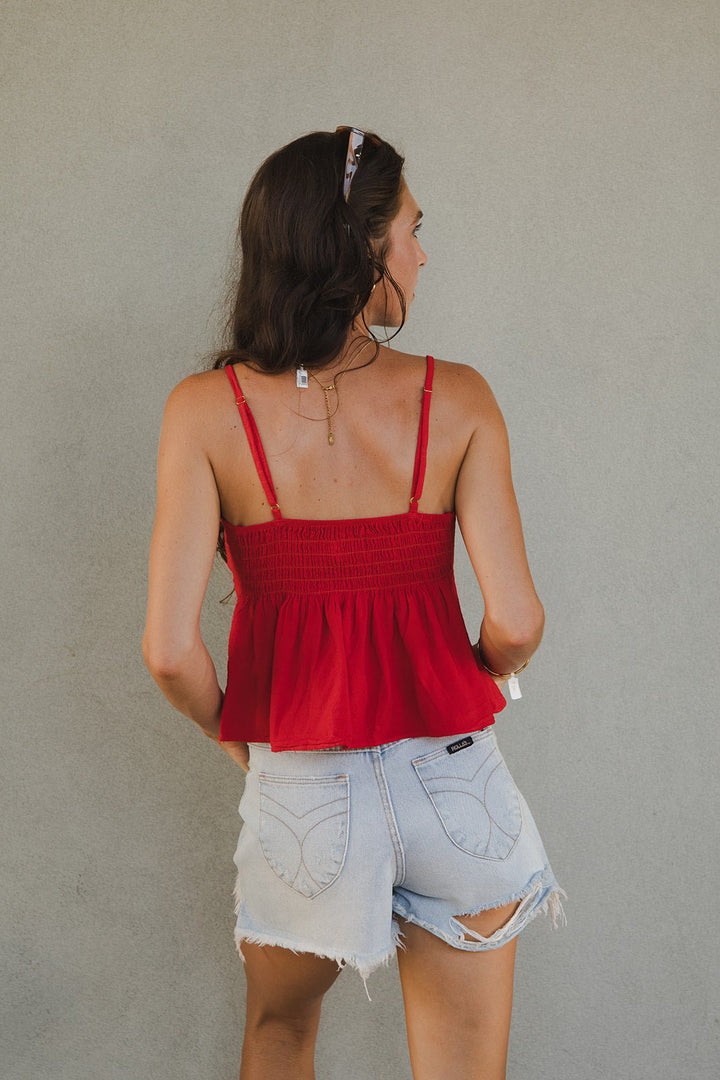 Button Front Tank - Red - Jaffi's