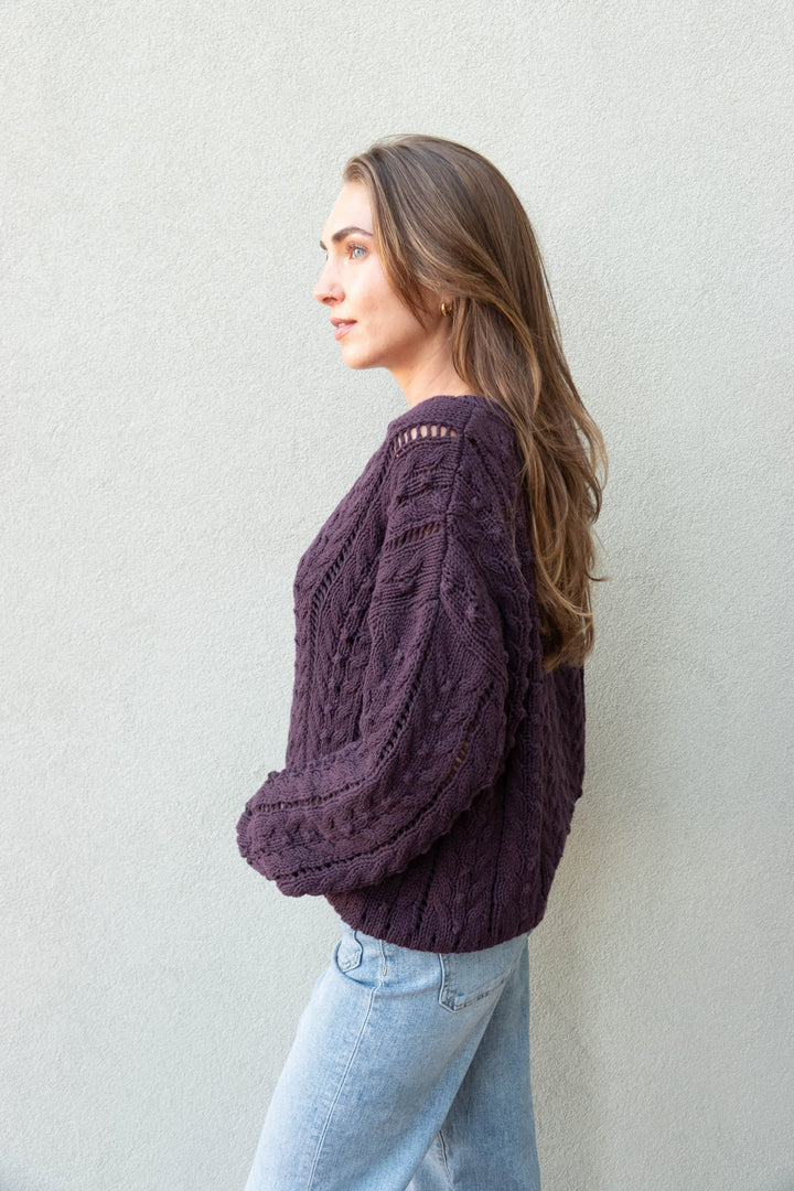 Cal V Neck Pullover - Plum - Jaffi&