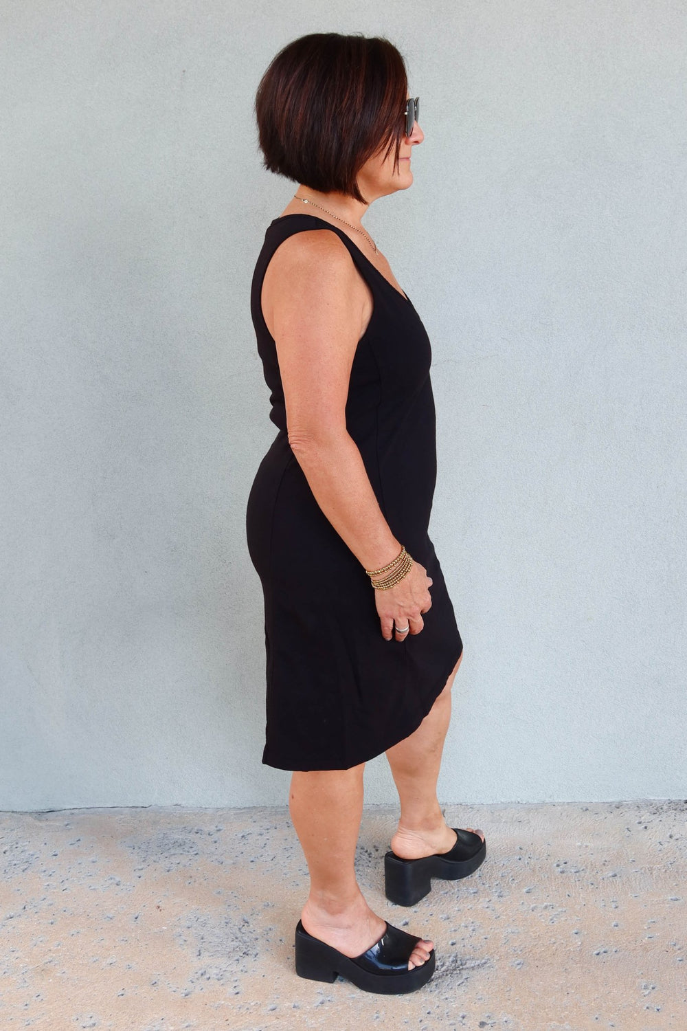 Camilla Scoop Neck Mini Tank Dress - Black - Jaffi's