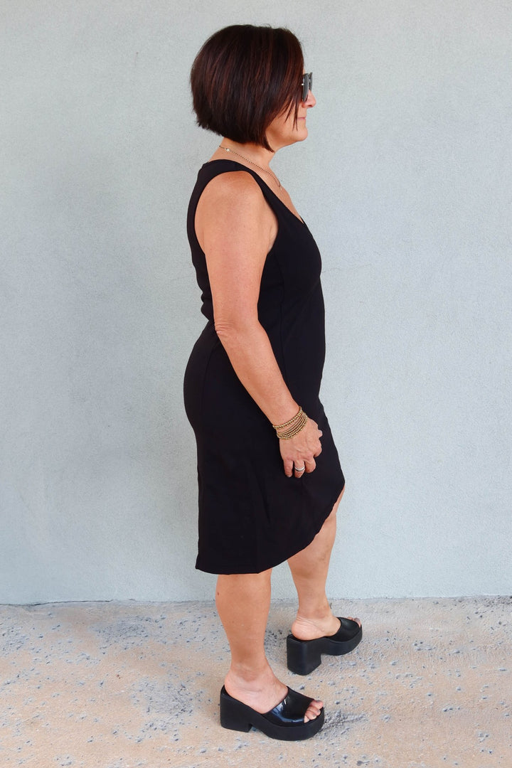 Camilla Scoop Neck Mini Tank Dress - Black - Jaffi's