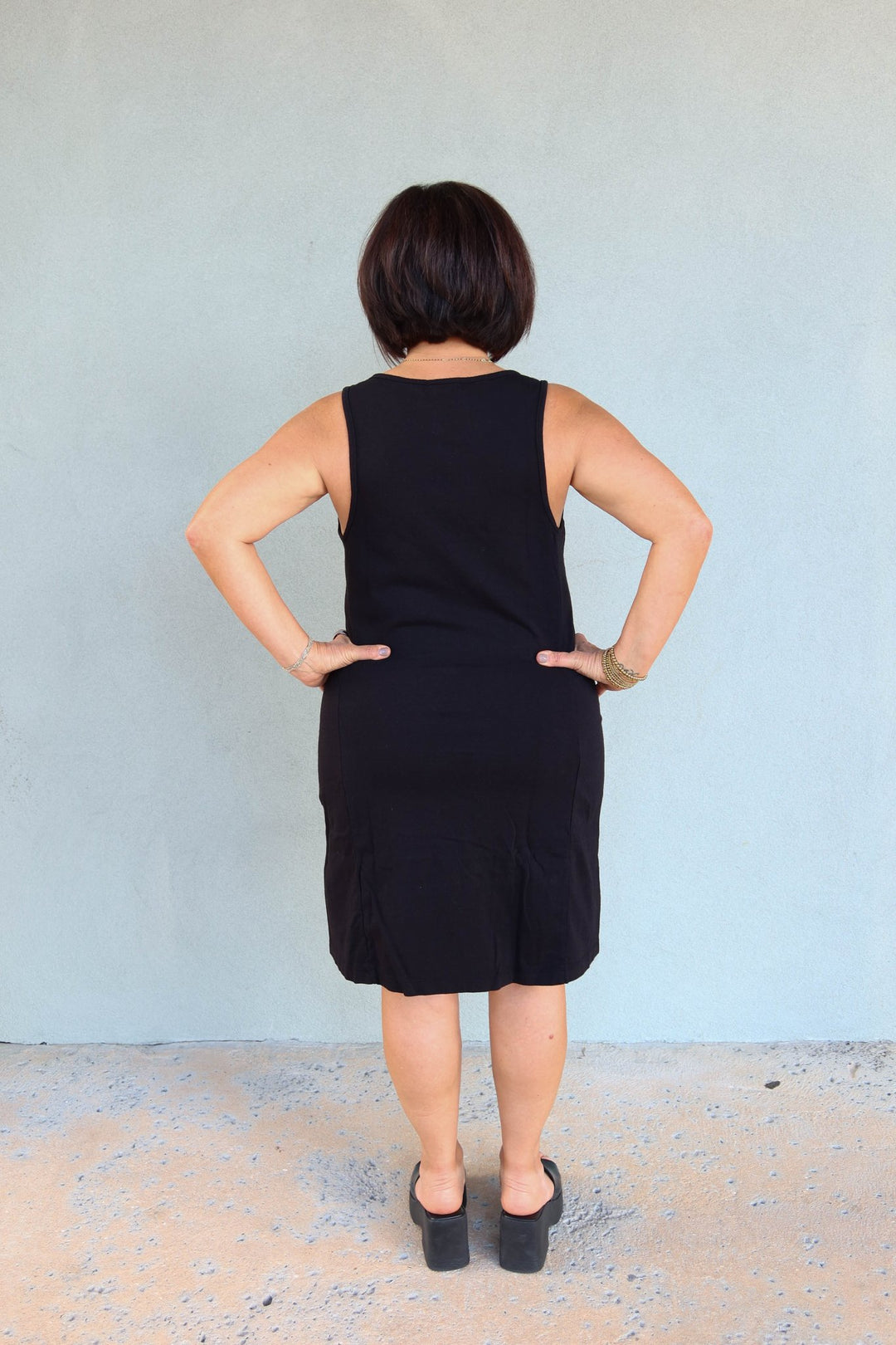 Camilla Scoop Neck Mini Tank Dress - Black - Jaffi's