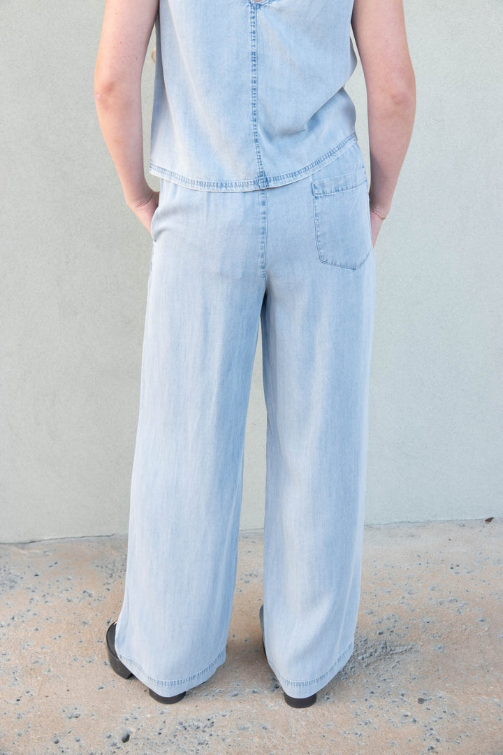 Camille Drawstring Pant - Light Blue - Jaffi's