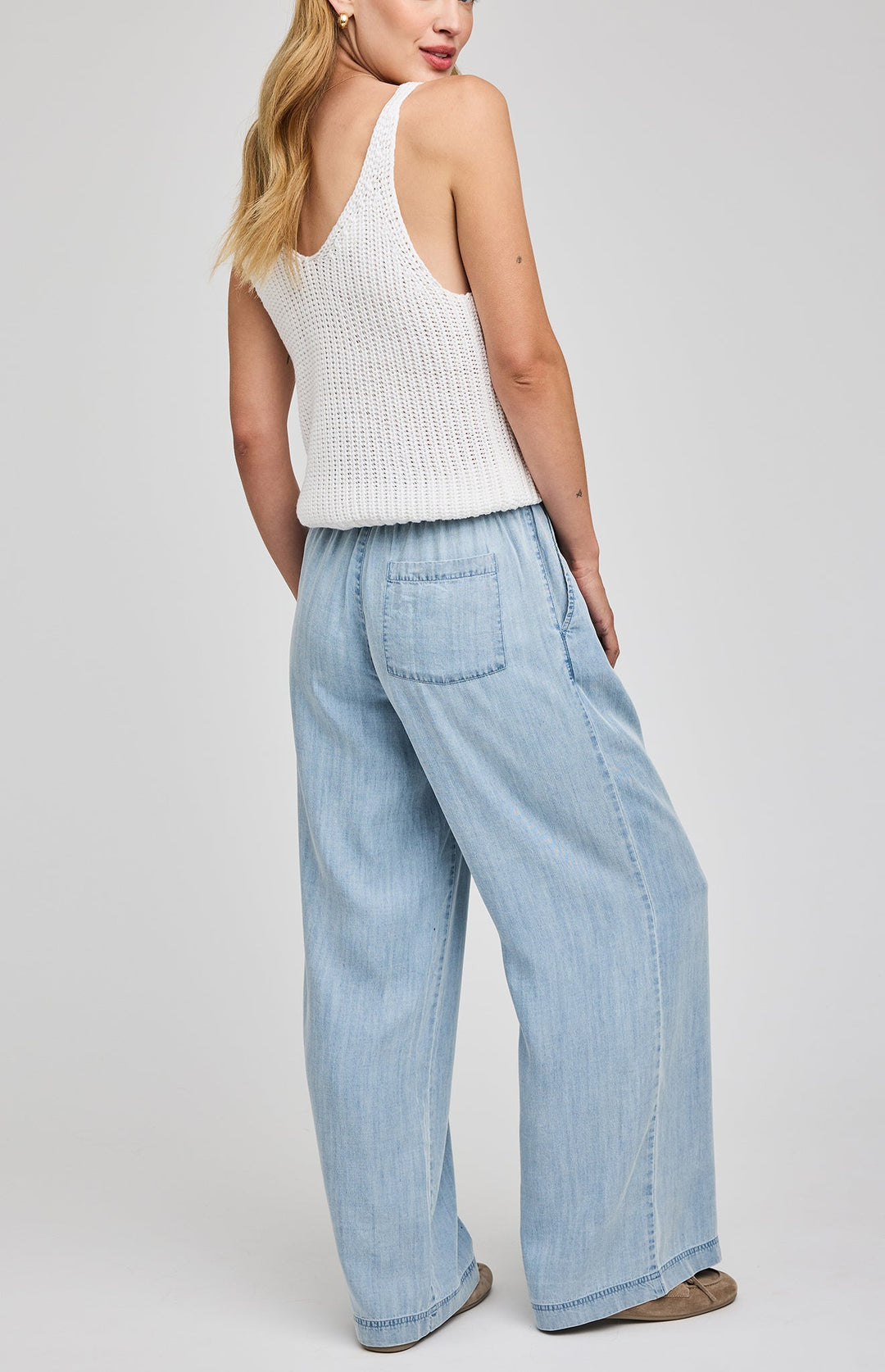 Camille Drawstring Pant - Light Blue - Jaffi's