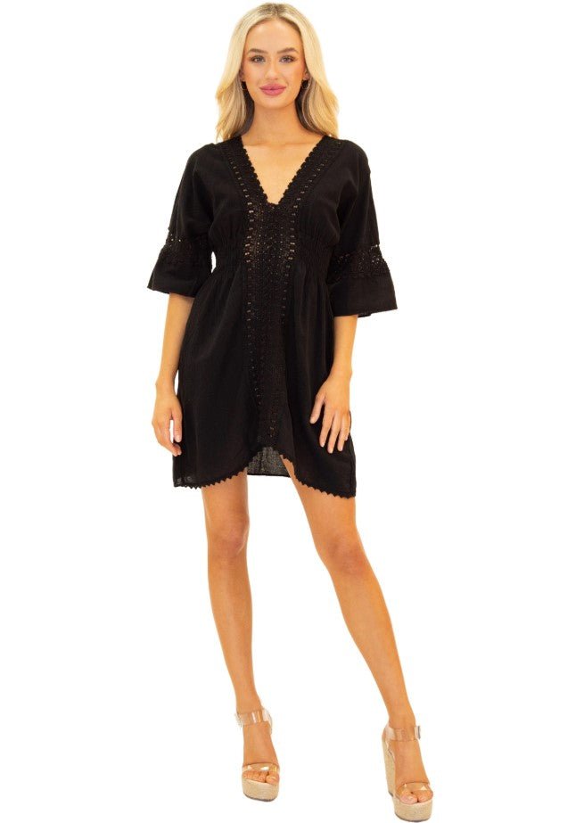 Candice Tunic Mini Dress - Black - Jaffi's
