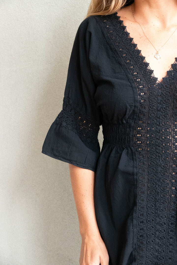 Candice Tunic Mini Dress - Black - Jaffi's