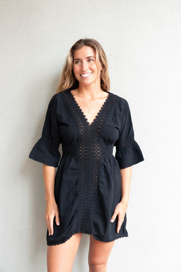 Candice Tunic Mini Dress - Black - Jaffi's