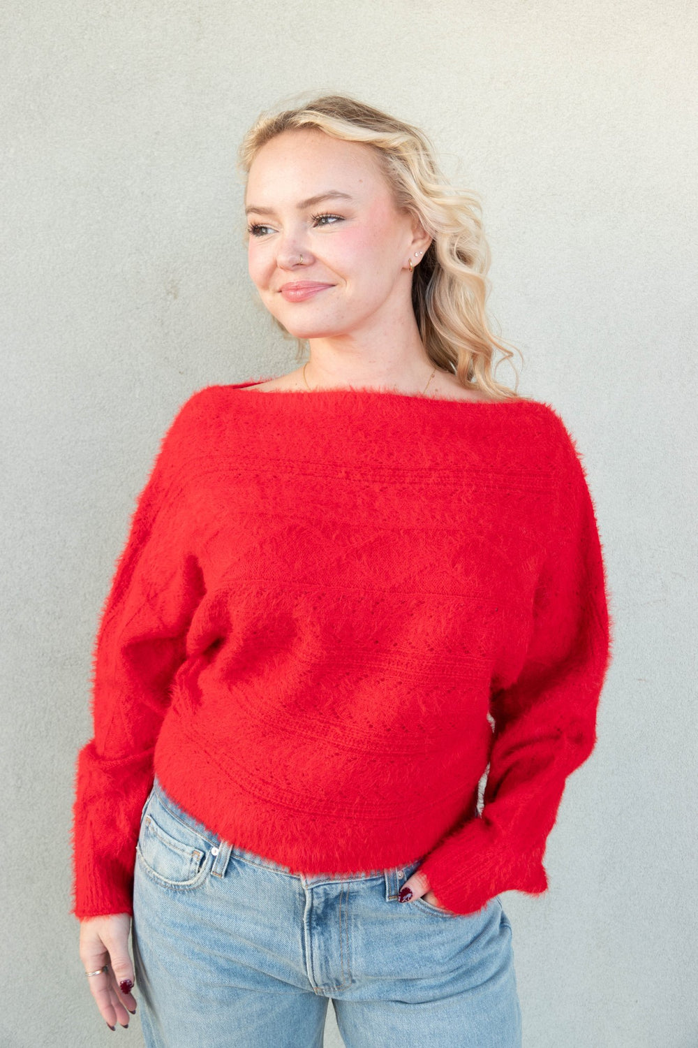 Carol Cable Knit Sweater - Red - Jaffi's