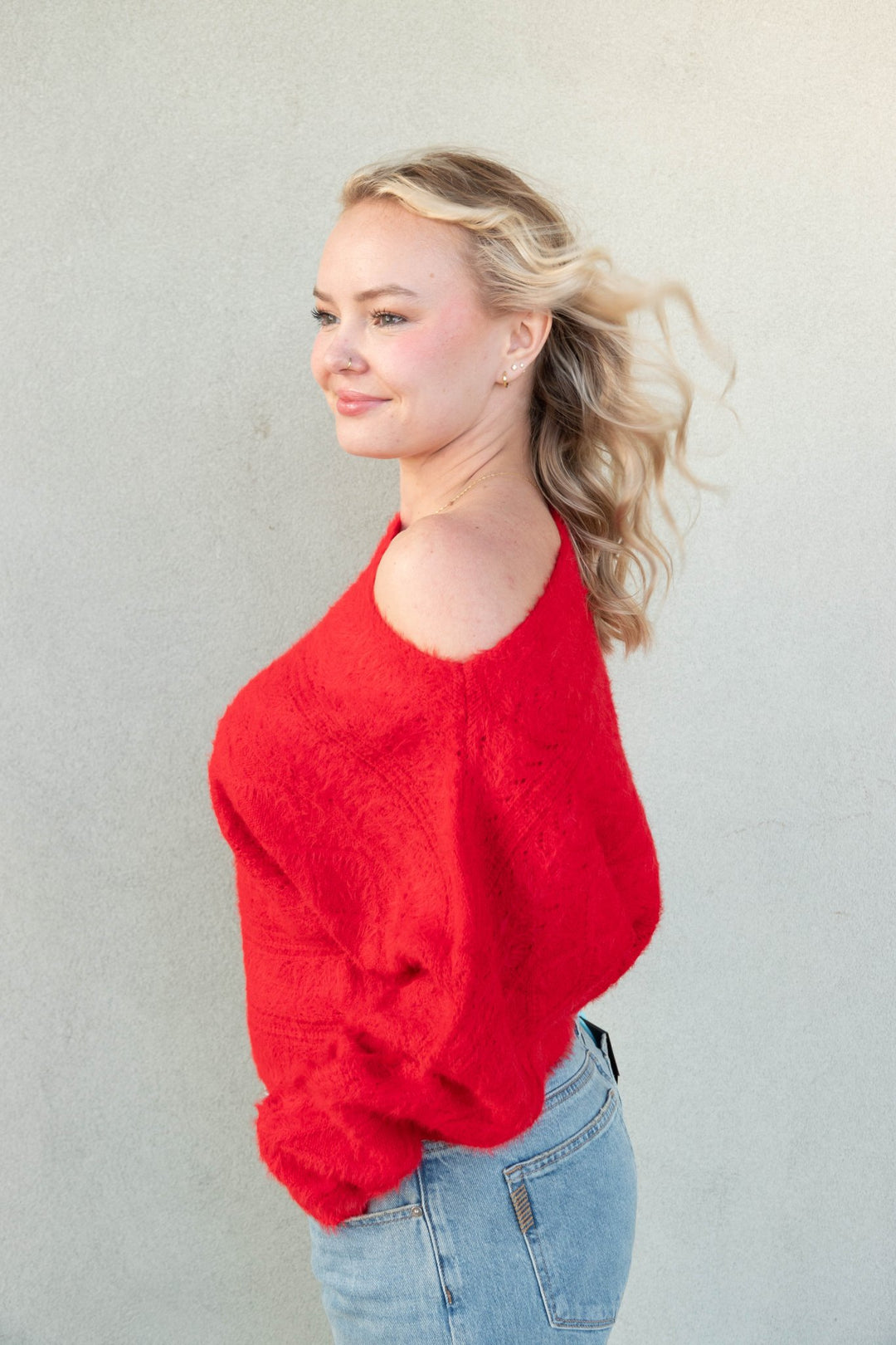 Carol Cable Knit Sweater - Red - Jaffi&