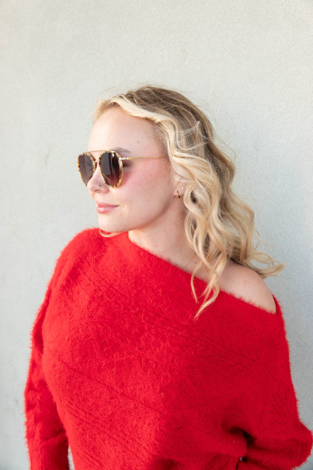 Carol Cable Knit Sweater - Red - Jaffi&