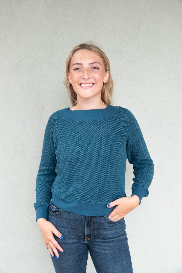 Carol Off Shoulder Pullover - Ocean Wave - Jaffi&