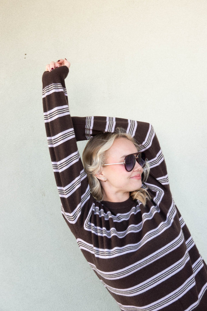 Celeste Stripe Cashmere Sweater - Java Combo - Jaffi&