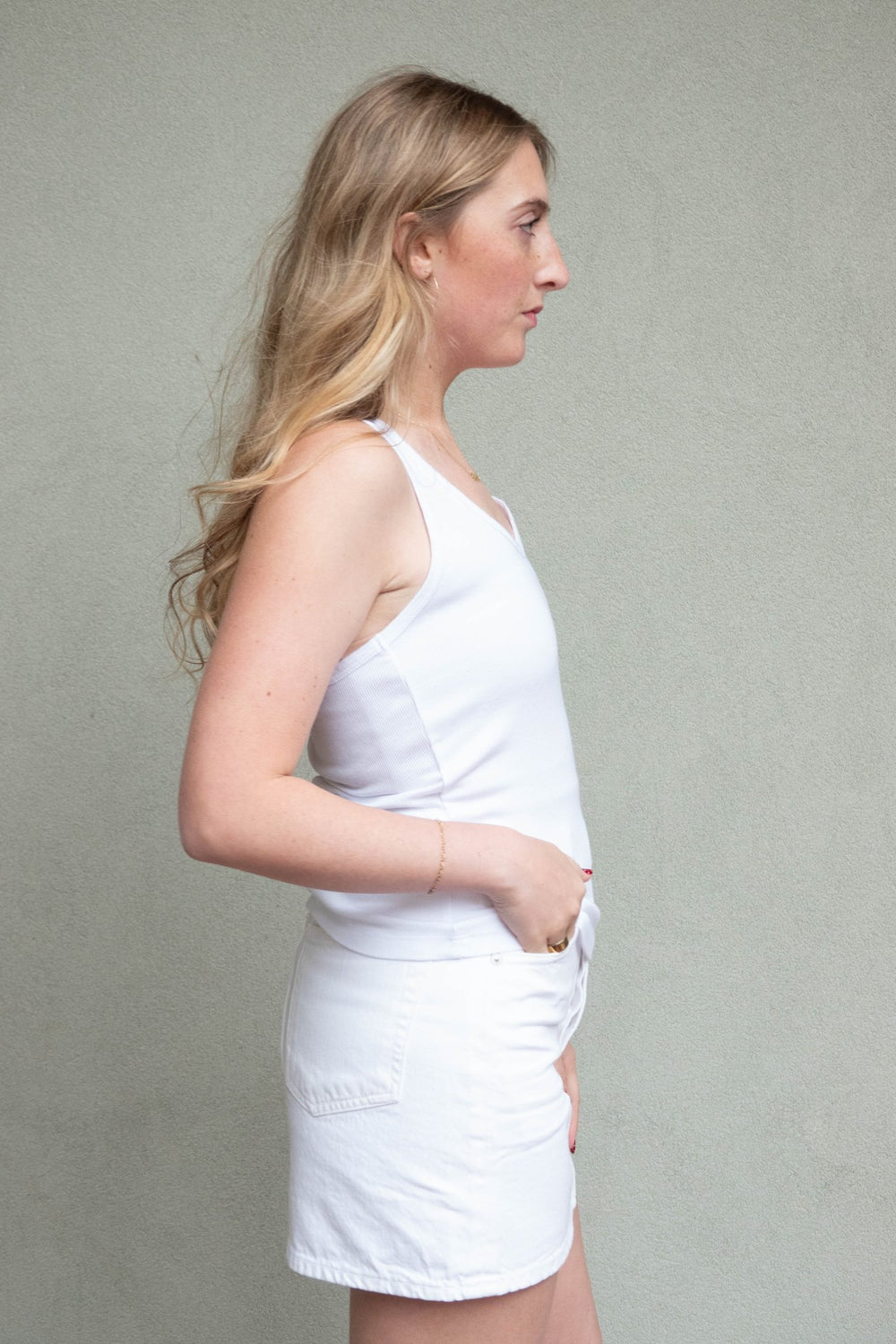 Cher Scoop Neck Tank - White - Jaffi's