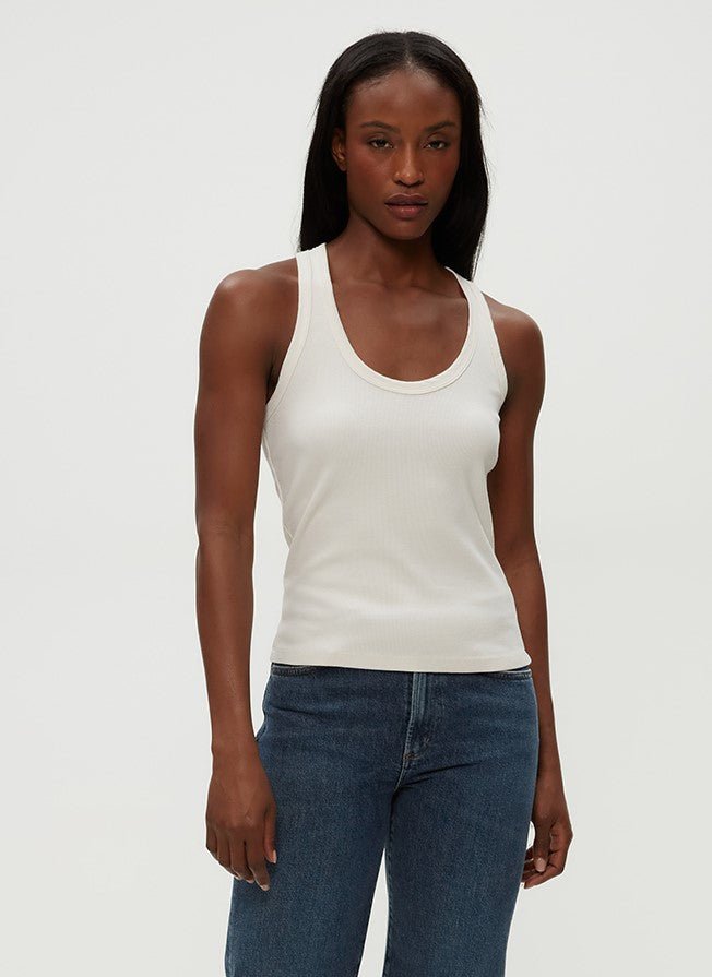 Cher Scoop Neck Tank - White - Jaffi's