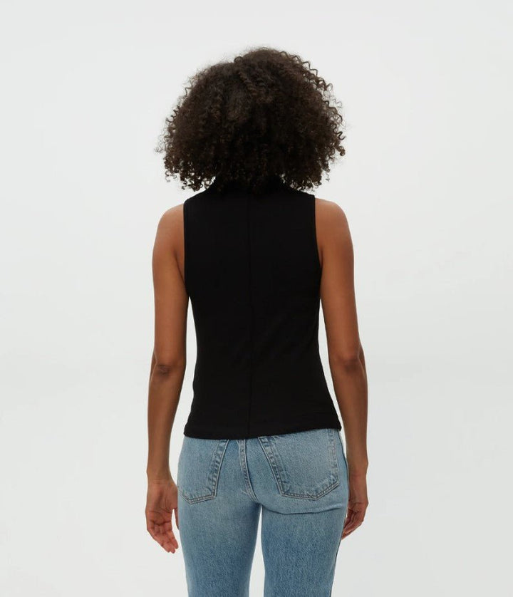 Chiara Drape Neck Tank - Black - Jaffi&