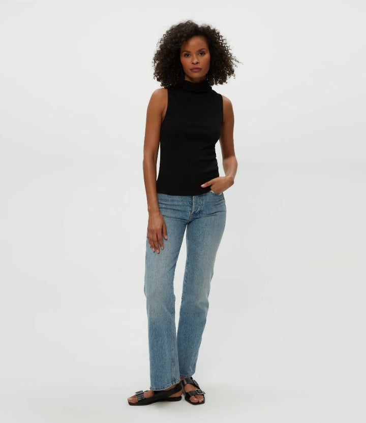 Chiara Drape Neck Tank - Black