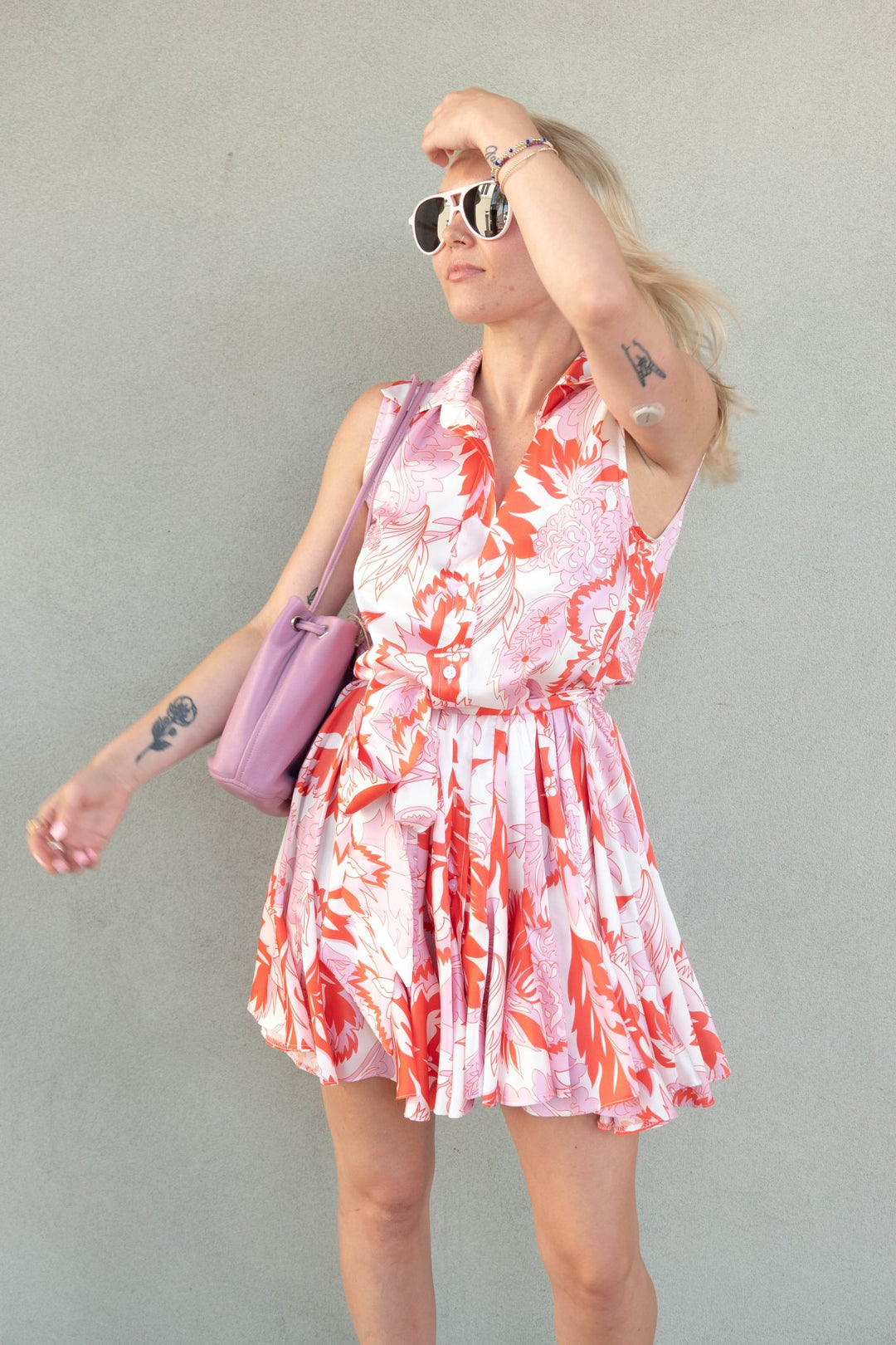 Chios Collared Tank Dress - Multi Floral - Jaffi's